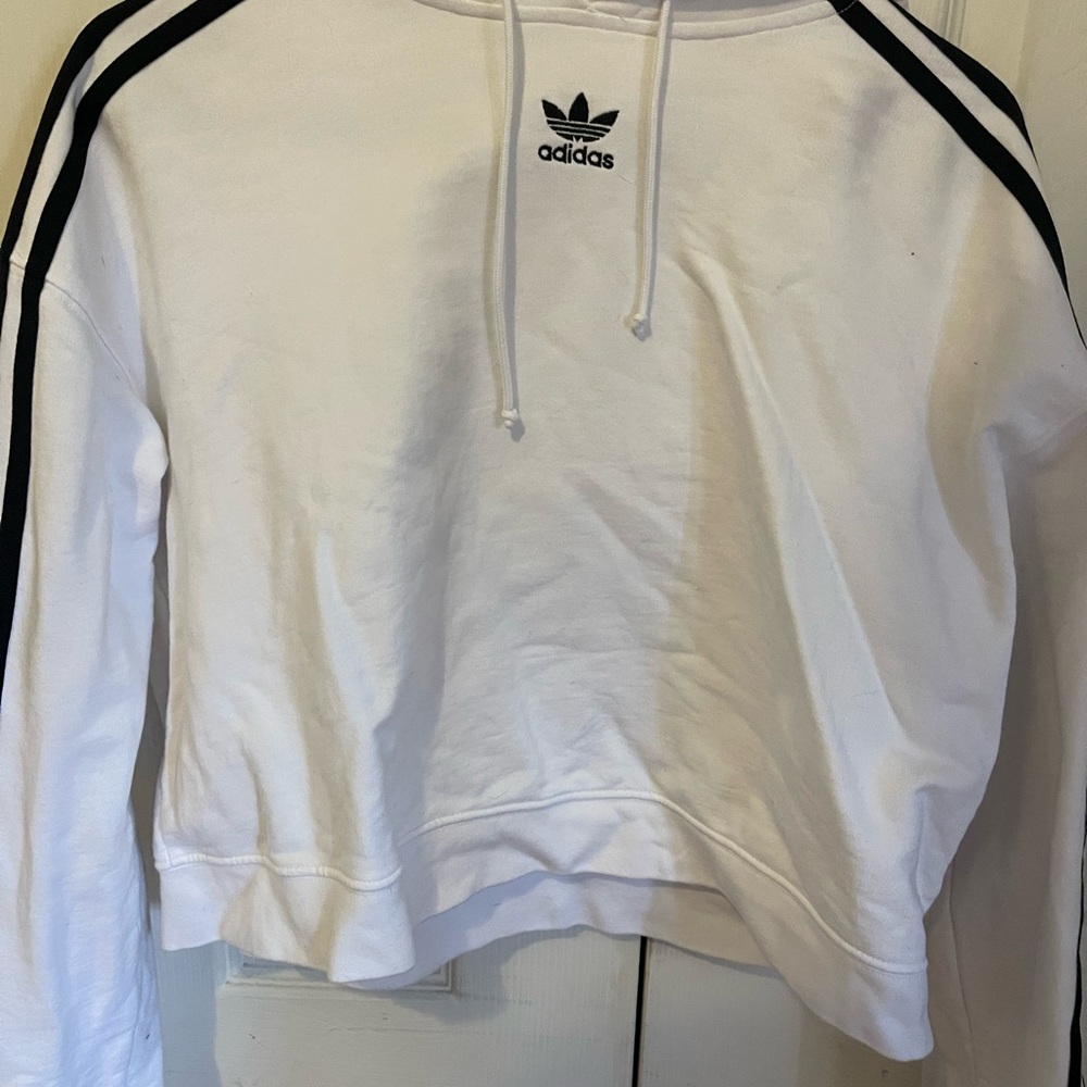 Adidas White Cropped Hoodie